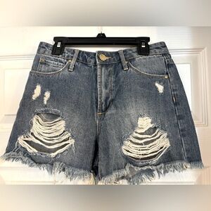 NWT Articles of Society Womens Distressed Denim High Rise Jean Shorts Size 24